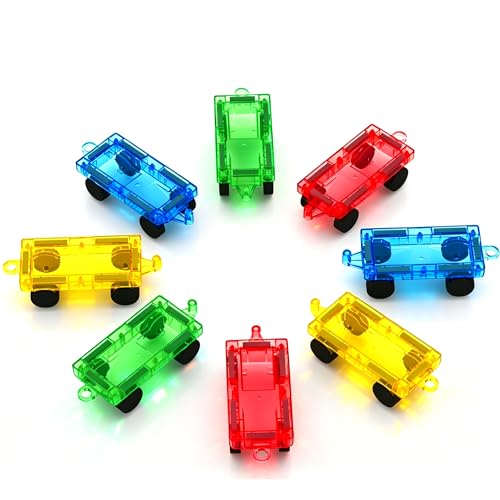 Mini Magnetic Tiles Cars Construction Set - 8 PCS Magnetic Car Base Compatiable with Mini & Standard Tiles, Magnet Building Blocks Expansion Set, Magnet Bricks Truck Toy for Boys & Girls - style: Magnetic Cars