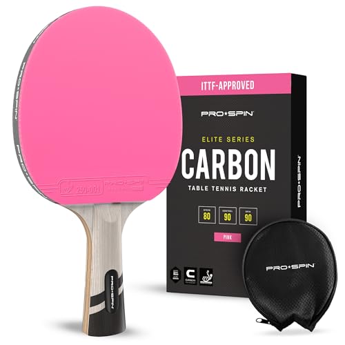 PRO-SPIN Ping Pong Paddles – ITTF Approved Professional Table Tennis Rackets with Carbon Fiber for Superior Control | 7-Ply Blade, Premium Rubber, 2.0mm Sponge - color: 1-Pack | Pink