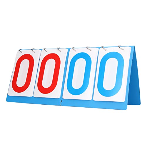 4 Digit Scoreboard, Score Keeper4 Digit Competition Score Board Waterproof Blue Red Number Portable Tabletop Flip Score Keeper for Volleyball Basketball