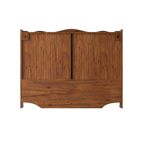 Retro Style Haze Three Glass Door Wood Wall Cabinet with Detachable Shelves for Office, Dining Room,Living Room, Kitchen and Bathroom - color: Brown(4)