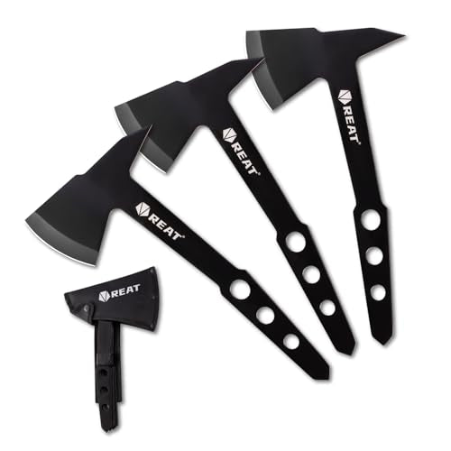 REAT Throwing Axes Set with Sheath 3 Piece,10.5" Throwing Hatchet,Back Yard Throwing Game,Recreation,Competition,Gifts for Men,Women