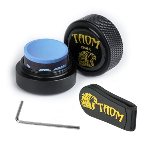 TAOM Pool Chalk Holder Round Shaped Practical Tool Billiards Accessories Magnetic Mini Chalk Tip Case Container Round Box Billiards - color: 4-Black with V10 Blue Chalk and Clip
