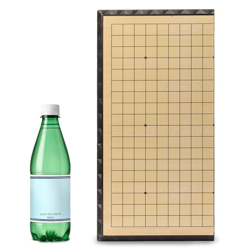Yellow Mountain Imports Large Magnetic 19x19 Go Game Set Board (14.6-Inch) with Single Convex Stones - Folding, Portable, and Travel Ready Set - size: 14.6 x 14.6 x 1.1 inches