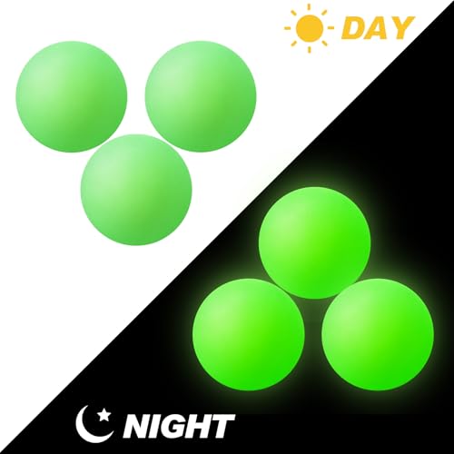 Soulchen 40mm Glow in The Dark Table Tennis Balls Bulk, Carnival Game Night, Neon Birthday Party Favors, Classroom Rewards, Goodie Bag Filler, Pet Playmate - color: Glow in the Dark Green, size: Solid