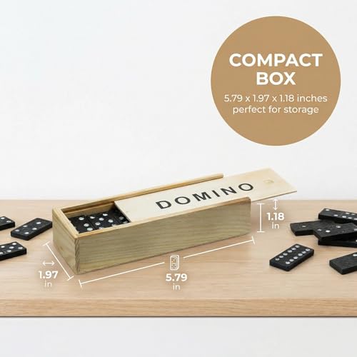 Mini Wooden Dominoes Set for Adults, 2 Pack - Classic Double Six Domino Game in a Wooden Case - Educational Board Games & Activity for Teens, Adults - style: 2 Pack