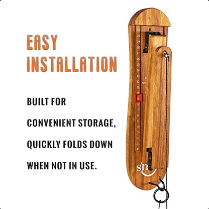 Ring Toss Game for Adults, Outdoors Games, Wall Mounted Hook and Ring Game with Foldable Arm - color: Wood