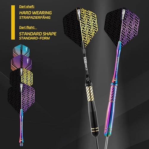 CyeeLife Pro Steel Tip Darts Set – 20g Brass Darts Gift Set with Dart Case | Includes 6 Aluminum Shafts, 12 Flights, 20 O-Rings, 2 Protectors, Sharpener & Tools for Beginners or Professionals