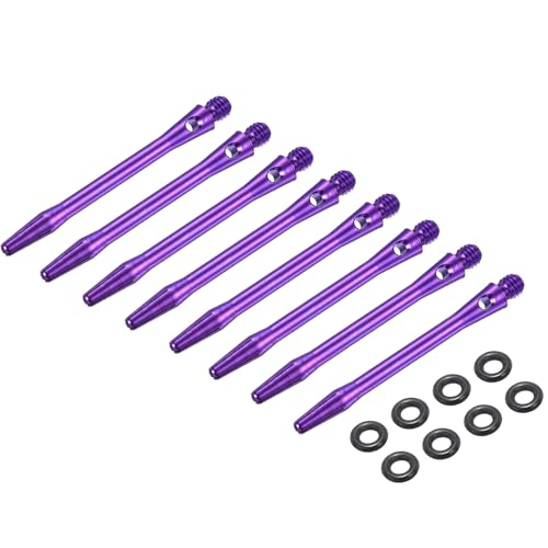 PATIKIL Aluminum Dart Shafts 2BA Thread Dart Stems Replacement Accessories with Rubber Rings for Steel Tip - color: Purple, size: 48mm
