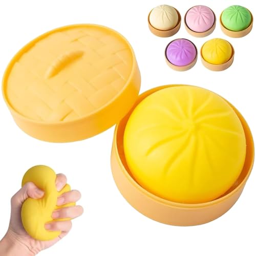 Colorful Dumpling Stress Balls Fidget Toys for Adults & Teens, Mystery Soft Dumpling Squeeze Toy Box, Sensory Stress Relief Squeeze Toys (Yellow) - color: Yellow