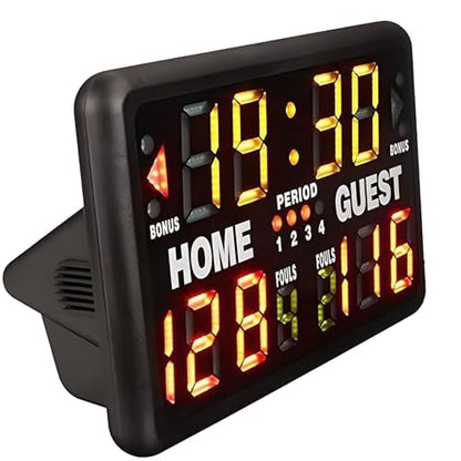 Led Basketball Scoreboard with Timer, 328ft Viewing Distance Digital Scorekeeper, Tabletop Portable Electronic Score Board for Ping Pong, Pickleball, Volleyball, Gym & Game Room