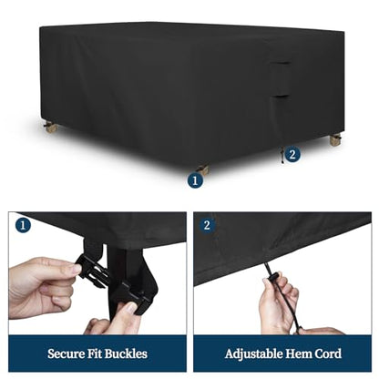 Easy-Going Rectangle Patio Furniture Cover Waterproof Outdoor Dining Table and Chair Cover Anti-UV Outside Sectional Sofa Set Covers (110"L x 84"W x 28"H, Black) - color: Black, size: 110"L x 84"W x 28"H
