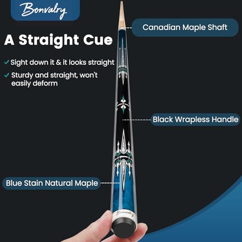 Pool Cue Kit - Stained Maple 58 Inch Pool Stick with Hard Case and Accessories for Billiards Enthusiasts - color: Blue, style: 21oz