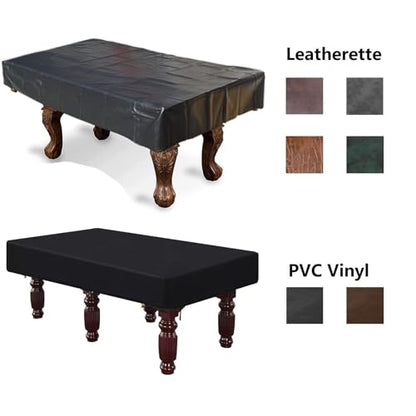 Heavy Duty Leatherette Billiard Pool Table Cover, 7ft Leatherette Fitted Billiard Covers, Waterproof Indoor/Outdoor Pool Table Accessories, Billiards Accessories for Protecting Felt, Green