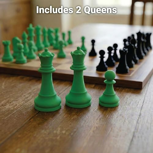 Staunton Chess Pieces Half Set, 17 Green Pieces, 3.75" King | Made in USA - color: Green
