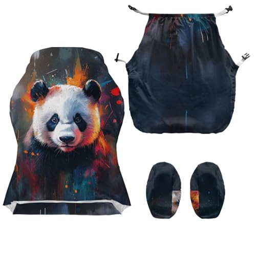 Stretchable Universal Computer Chair Cover with Armrest Covers Cool Panda Armchair Slipcovers High Back Rotating Gaming Chair Covers Protector 4PCS Package, Easy Installation - color: Cool Panda