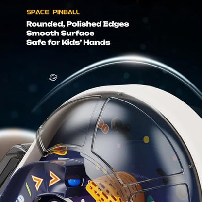Tabletop Pinball Machine — Space Board Game with Obstacles, Pull-Rod Launcher, Two-Hand Controls, Ball Storage Tray, 1-2 Player Arcade Games for Kids Ages 3+ - style: Space