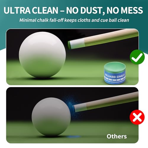 Pool Cue Chalk 2 Pack, Premium Round Pool Stick Chalk Billiard Table Accessories for Professional Tournament, Clubs, Bars, Home (Outstanding Performance, Reduce Miscue, Durable)- Green - color: Green-2 Pack