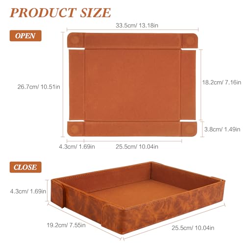 PU Leather Dice Tray Magnetic Folding Dice Rolling Mat with Felt Lining for Dice Games Portable Tabletop Board Games Tray - color: Brown