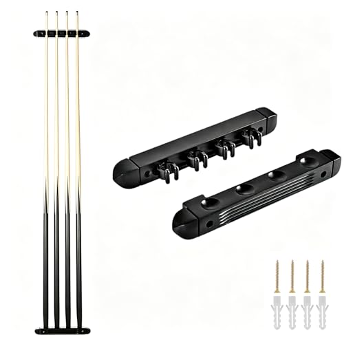 Wooden Billiard Cue Sticks Rack,2-Piece 4/6/8 Billiard Pool Cue Rack Wall Mounted Holders (Black, 4 cue) - color: Black, size: 4 cue