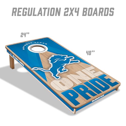 YouTheFan NFL 2' x 4' Slogan Series Professional Wood Cornhole Game with Logo Bags - color: Detroit Lions