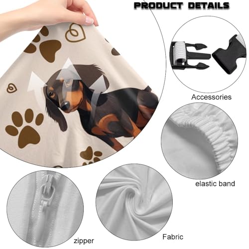 Suobstales Dachshund Paw Heart Pattern Gaming Chair Covers Slipcovers with Armrest Covers, Stretch Game Computer Office Desk Chair Cover Protector, Soft Fabric Rotating Armchair Covers, Without Chair - color: Dachshund Paw Heart