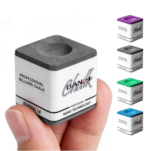 Banly Pool Cue Chalk, Nano Technology Billiard Chalk for Professional Tournament Standard, Low Dust, Super Dense, Suitable for Snooker/Pool/8-Ball - color: Gray-1pc