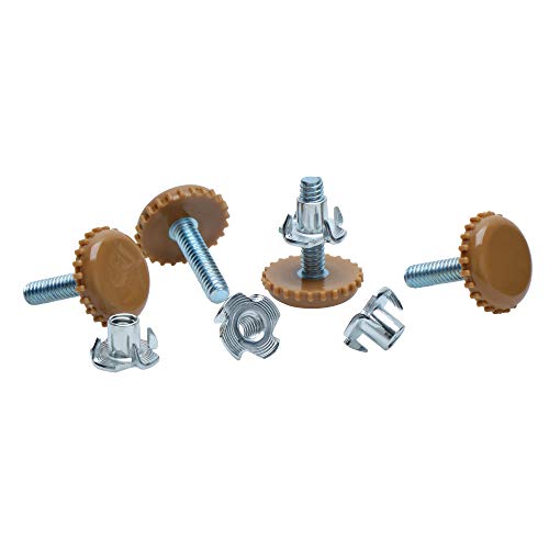 Desunia Medium Duty Nylon Table & Furniture Levelers - 1/4" Threaded Shank w/T-Nuts - 400 Lb. Capacity - Adjusts from 0" to 9/16" - Brown - 20 Pack - color: Brown, size: 20