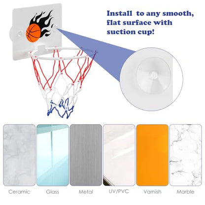 SEISSO Indoor Mini Basketball Hoop for Kids, Wall Basketball Hoop for Bathroom Office, Suction Cup Basketball for Kids Boys Girls Suction Cup Basketball Toy Lovers