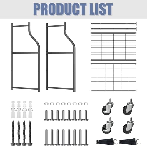 WALMANN Wall-Mounted Golf Bag Organizer, Rolling Storage Rack for 2 Golf Bags with Accessories Shelf for Garage