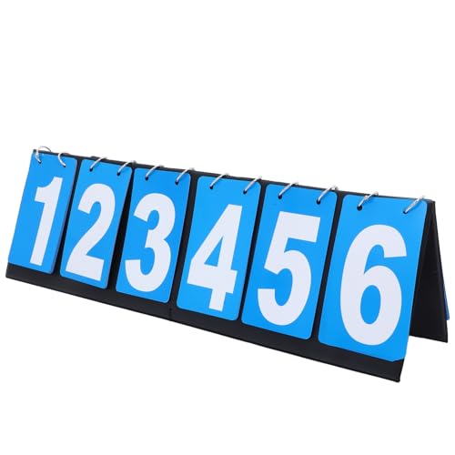 Zerodeko Multi-Sport Scoreboard Flip Scorekeeper, 6-Digit Reusable Number Counter, Blue Foldable Scoreboard for Basketball Baseball Volleyball Games and Coaching