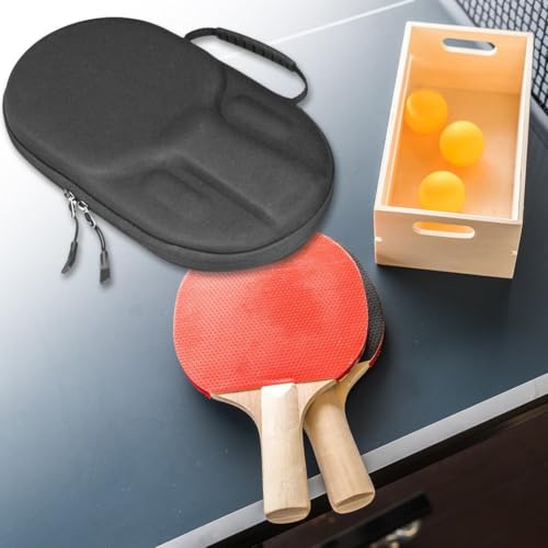 Pingpong Paddle Case Hard Shell Table Tennis Racket Case Pingpong Paddle Carry Case Pingpong Bat Cover Fit for 2 Paddles and 4 Balls - color: Black