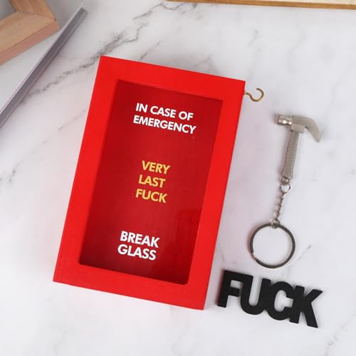 Very Last Fuck Emergency Box Funny Gag Gifts for Men Women | Funny White Elephant Gifts for Adults & Christmas Stocking Stuffers, In Case of Emergency Break Glass Wood Box Desk Decor - style: F Emergency Box