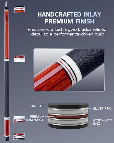 CRICAL RICAL Carbon Fiber Pool Cue 58” 19oz Billiard Cue Pro Taper Shaft Low Deflection Pool Cue Stick Professional Hand-Made Inlay Pool Stick with 12.5mm Tip-Competition Level, Ultra-Smooth - color: Red
