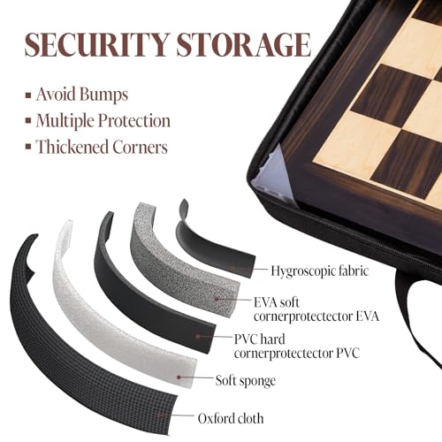 BIVOMON 21.25’’ Wooden Chess Board Professional Tournament Chess Board with 2.2" Squares Large Chess Family Outdoor Board Games (Chess Boards Only)