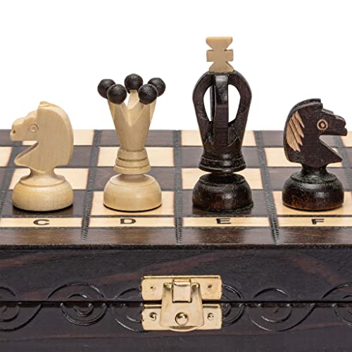 Husaria European International Chess Wooden Game Set, King's Continental - 13.8 Inches Medium Size Chess Set with Handcrafted Chessmen and Felted Folding Board - size: 13.8 Inches