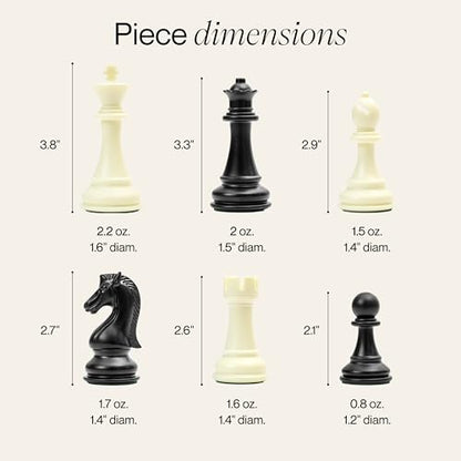 Rook & Roll Tournament Size Chess Set for Adults 15+ with 54 Opening Cards, 20”x20” Roll Up Mousepad Board, Triple Weighted Staunton Pieces, 3.75” King, 2.2 oz, 2 Extra Queens, EVA Case