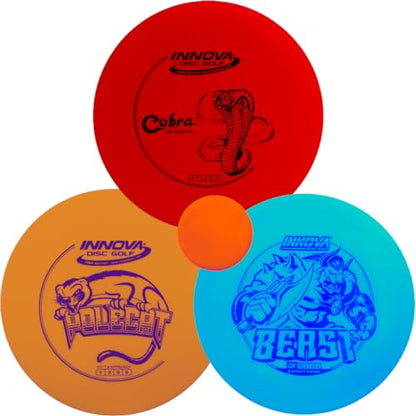 Innova Disc Golf DX 3 Disc Set | Driver, Midrange, Putter | Beast, Cobra, Polecat + G3T Blank top mini