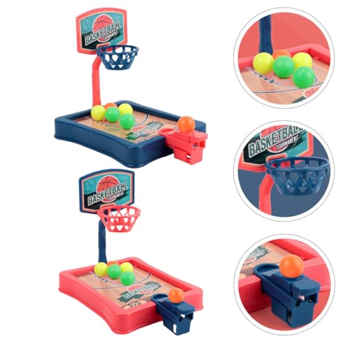 MERRYHAPY 2 Sets Mini Basketball Game for Educational Tabletop Basketball Hoop with Stand Enhances Hand-Eye Coordination and Finger Strength Creative Indoor Playset in Red Blue
