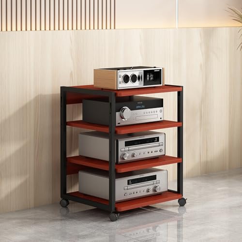 Modern 3/4/5-Tier Corner Media Stand - Stylish AV Console for Game Consoles & Entertainment Center, Wooden Storage Shelves for TV & Video Content, Space-Saving CD Rack - color: B, size: 4 Tier-50x40x69.5cm