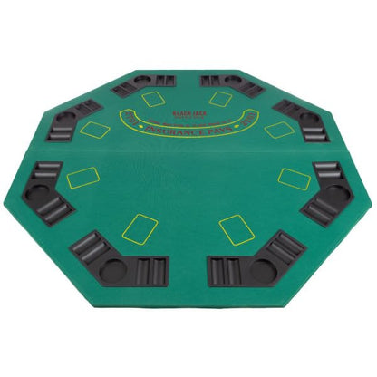 Folding Poker Table Top – 48-Inch Solid Wood Topper – Space for 8 Players – Blackjack Table with Built-in Cupholders and Chip Trays by Trademark Poker