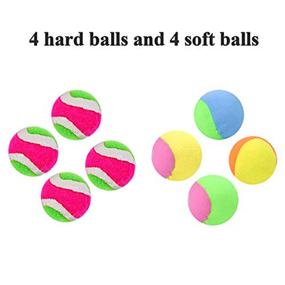 Cooraby Toss and Catch Paddle Game Disc 4 Set Paddle Toss and Catch Ball Sport Game Suitable for Sports, Beach and Party Favor with Storage Bag, 8 Paddles and 8 Balls - size: 18.5cm