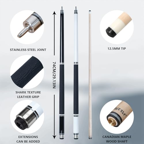 CUEELF Pool Cue Stick Low Deflection Hand-Made Inlay Billiard Cue 58'' Professional Billiard Pool Cue Stick for Adults-12.5mm Tip,3/8 * 8 Joint - color: WD-SM-BAI