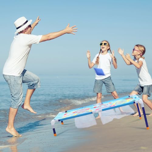 Bean Bag Toss Game for Kids, Summer Outdoor Portable Cornhole Set with Bean Bags, Toddler Indoor Toys, Yard Toss Games for Boys Girls Camping Family Fun Swimming Ring Pattern