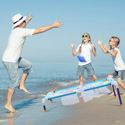 Bean Bag Toss Game for Kids, Summer Outdoor Portable Cornhole Set with Bean Bags, Toddler Indoor Toys, Yard Toss Games for Boys Girls Camping Family Fun Swimming Ring Pattern