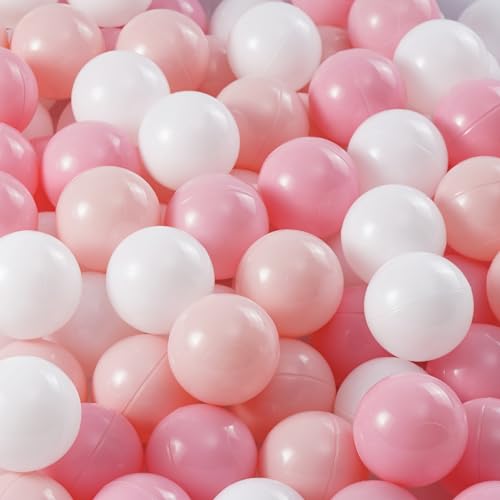MoonxHome Ball Pit Balls for Toddlers, BPA Free Crush Proof Plastic Toy Balls for Ball Pit, Children's Pool Water Toys, Macaron Ocean Balls for Play Tent 2.15 Inch Pack of 100 200 500 800 1000 - color: Pink