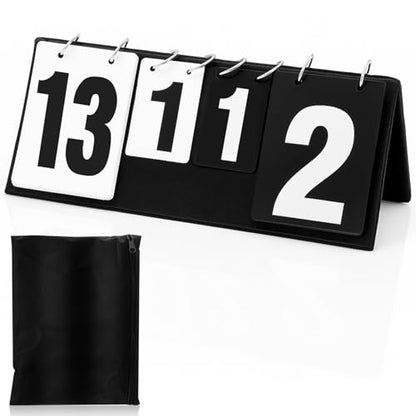 Soulchen Portable Tennis Score Keeper, Double Sided Flip Scoreboard for Badminton, Volleyball and Table Tennis, Hanging Net Scoreboard with Storage Bag, 0-3 Sets & 0-30 Points