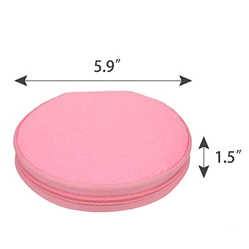 ELEZAY Small CD Case Round Felt 20 Capacity CDs Storage Wallet DVD Disc Holder, Pink - color: A-Pink