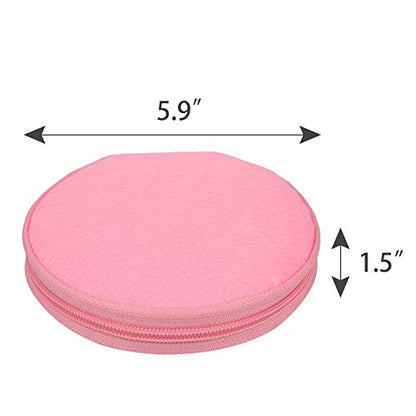 ELEZAY Small CD Case Round Felt 20 Capacity CDs Storage Wallet DVD Disc Holder, Pink - color: A-Pink