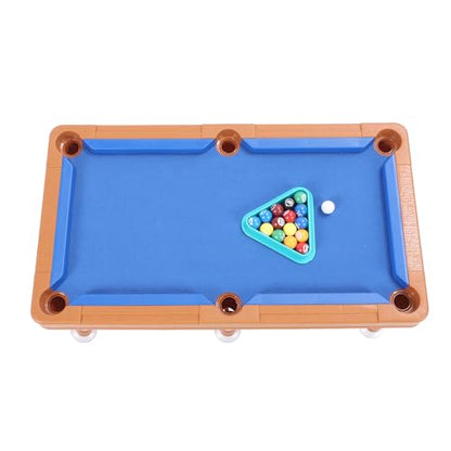 Alomejor Multifunctional Kids Billiard Table, 17.32x9.65 Inch Portable Mini Pool Table with 2 Cue Sticks, Balls, Chalk, Brush, Rack, for Children Family Indoor Game Room Entertainment