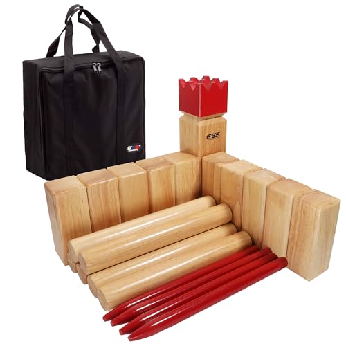 GSE Games & Sports Expert Wooden Throwing Game, 12 Numbered Block Toss Yard Game/Kubb Yard Game Set with Carrying Bag for Outdoor Backyard Lawn, Park with Family and Friends - color: Kubb Yard Game Set